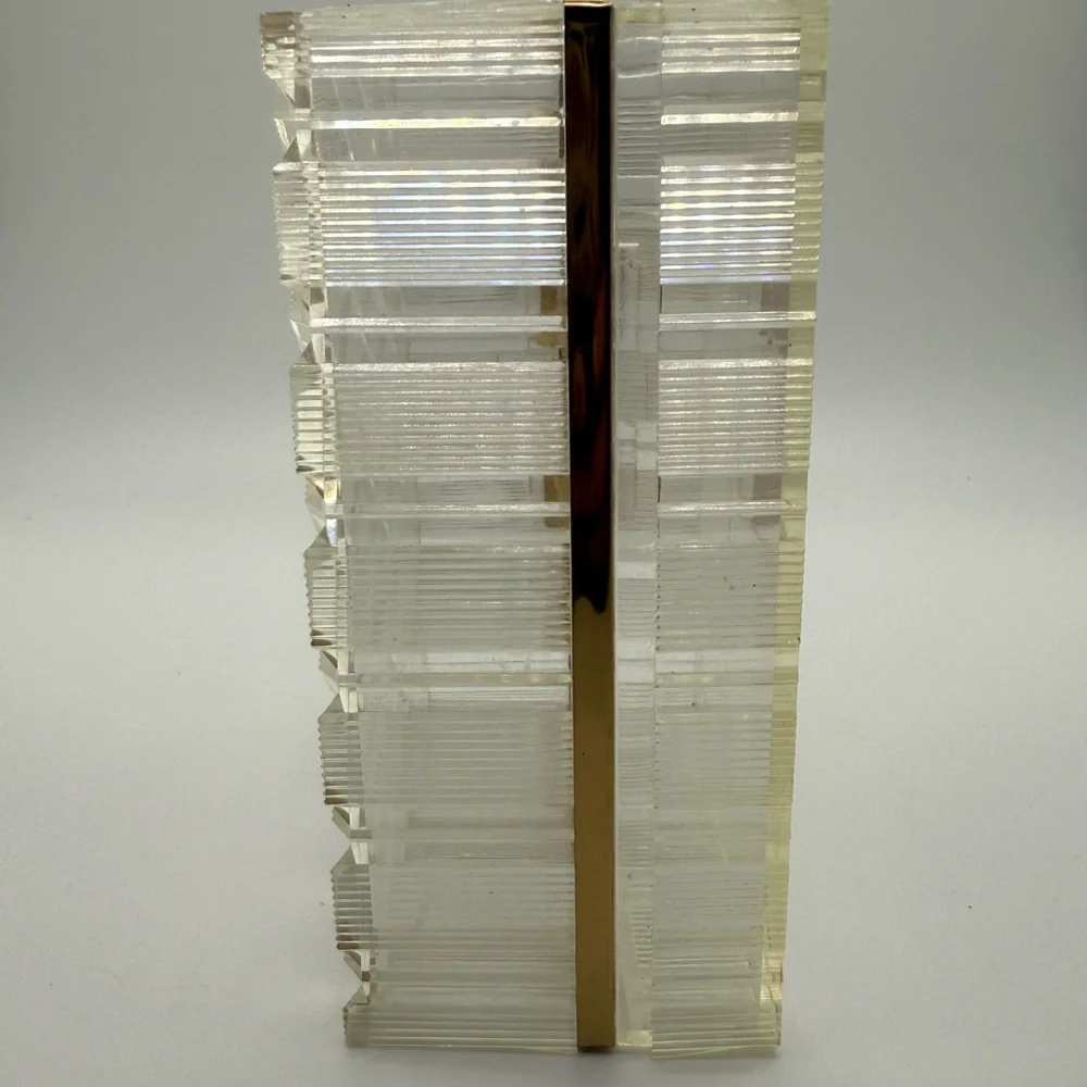 Vintage Clear acrylic and Gold Geometric Decorative Tray trinket box - Picture 3 of 9